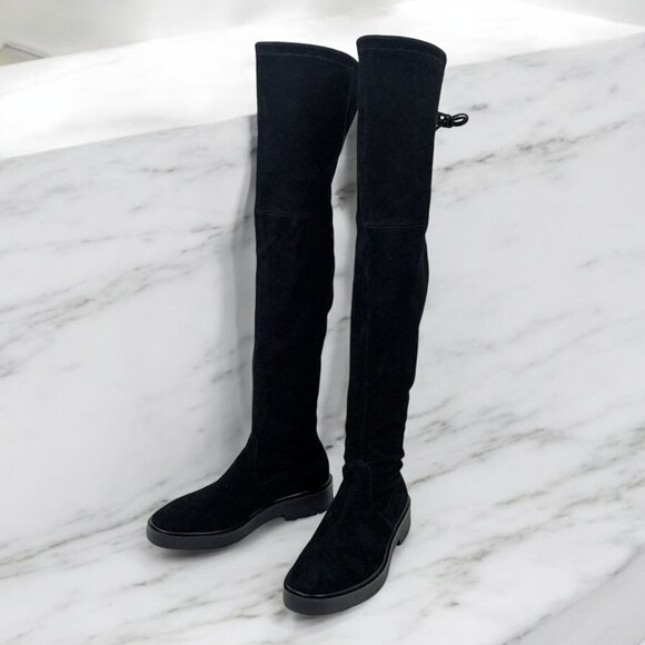 NIB Authentic Stuart Weitzman Mara Over the Knee Platform Boot Black Suede - Picture 5 of 9
